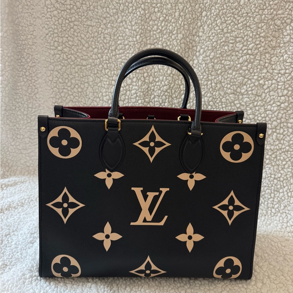 Louis Vuitton Black and Tan Monogram Tote
